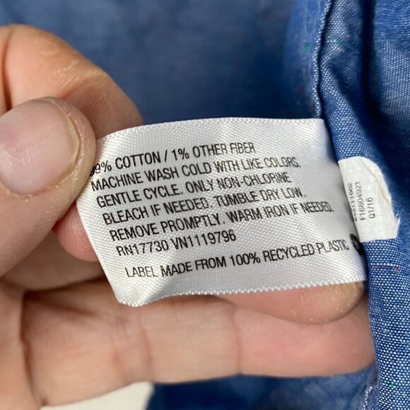 Mossimo Supply Co Mens Chambray Shirt Medium Blue Short Sleeve Casual Button Up - Picture 8 of 12